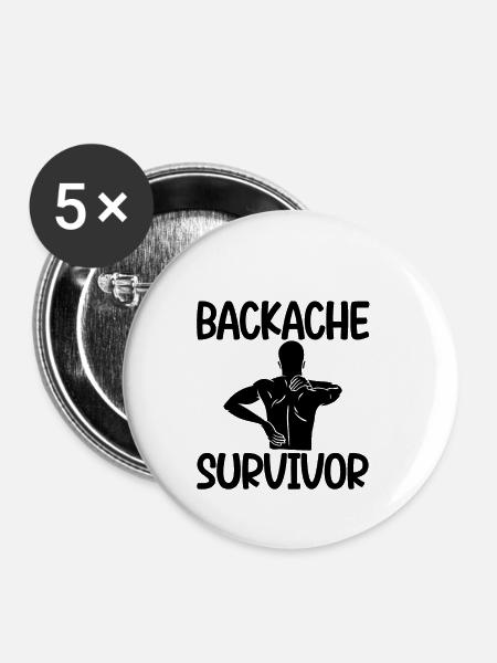 Backache Survivor 2 - Buttons klein 25 mm (5er Pack) - Weiß