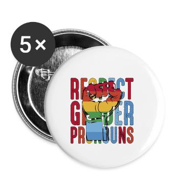 Respect Gender Pronouns - Buttons klein 25 mm (5er Pack) - Weiß - Vorne