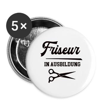 Friseur in Ausbildung Friseurausbildung Lehre - Buttons klein 25 mm (5er Pack) - Weiß - Vorne