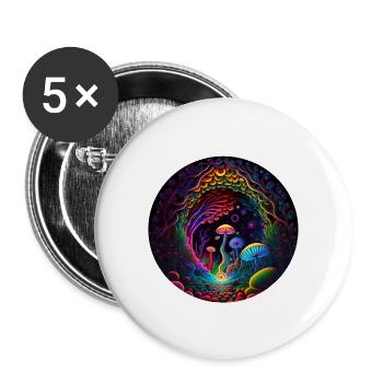 Magischer Pilzwald - Neon Abstrakte Kunst - Buttons klein 25 mm (5er Pack) - Weiß - Vorne