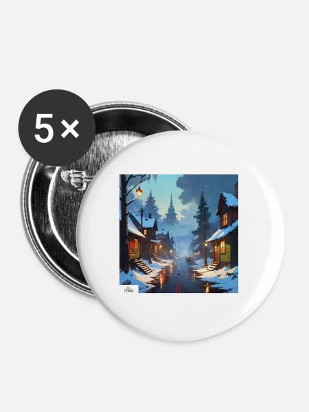 Ruhiger Winterabend - Buttons klein 25 mm (5er Pack) - Weiß