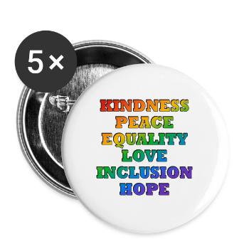 Valeurs de la fierté LGBTQ - Lot de 5 petits badges (25 mm) - blanc - Devant