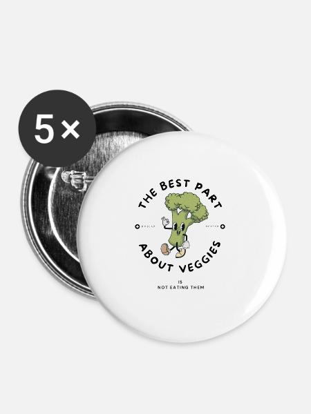 Bester Gemüse-Cartoon - Buttons klein 25 mm (5er Pack) - Weiß