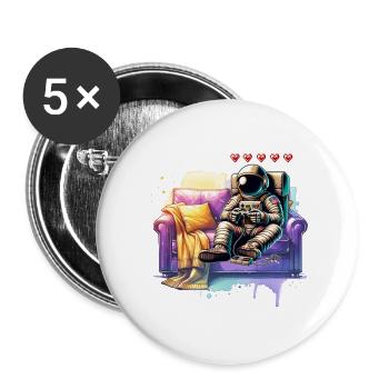 Astronaut Gamer - Buttons klein 25 mm (5er Pack) - Weiß - Vorne