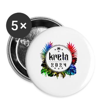 Crète 2024 Coloré - Lot de 5 petits badges (25 mm) - blanc - Devant