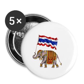 Thailand Elefant Thai Flagge - Buttons klein 25 mm (5er Pack) - Weiß - Vorne