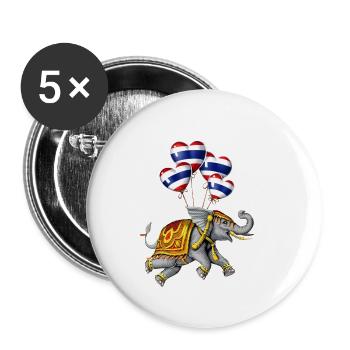 Thailand Elefant - Buttons klein 25 mm (5er Pack) - Weiß - Vorne