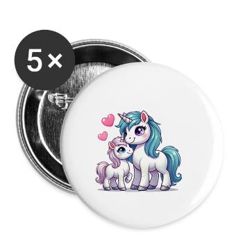 Loving Unicorn Parent with Child - Buttons klein 25 mm (5er Pack) - Weiß - Vorne