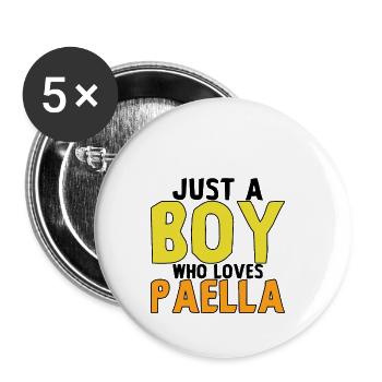 Just A Boy Who Loves Paella - Buttons klein 25 mm (5er Pack) - Weiß - Vorne