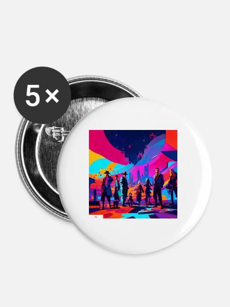 Digitale Fantasie-Freundschaft - Buttons klein 25 mm (5er Pack) - Weiß