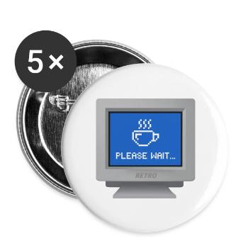 CRT design - "please wait" wallpaper - Buttons small 1''/25 mm (5-pack) - white - Front