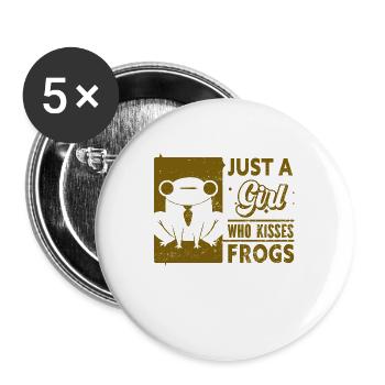 Frosch - Amphibie Tier - Buttons klein 25 mm (5er Pack) - Weiß - Vorne