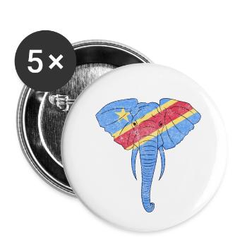 Eléphant du Congo - Congo Libre - Support Congo - Lot de 5 petits badges (25 mm) - blanc - Devant