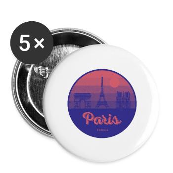 Paris, ville de l’amour – Tour Eiffel Design - Lot de 5 petits badges (25 mm) - blanc - Devant