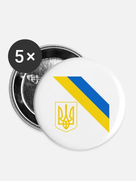 Ukrainisch - Buttons klein 25 mm (5er Pack) - Weiß