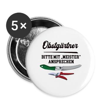 Obstgärtner Meister Prüfung Bestanden Obstanbau - Buttons klein 25 mm (5er Pack) - Weiß - Vorne