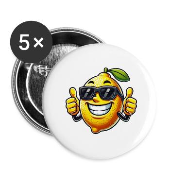 Citron frais avec lunettes de soleil pouce vers le haut - Lot de 5 petits badges (25 mm) - blanc - Devant