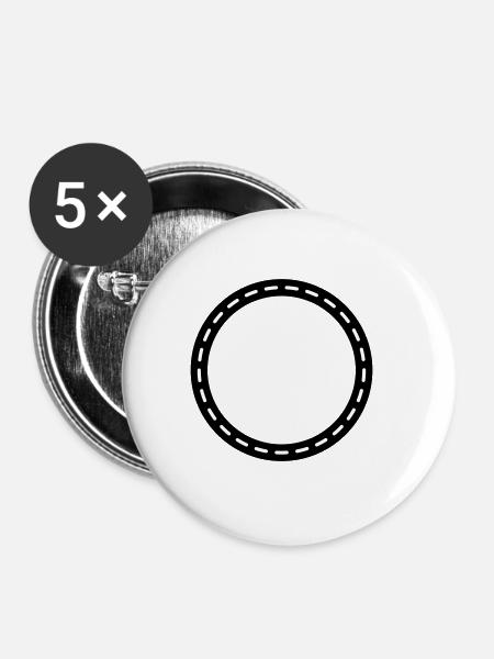 Kreis Kontur Leer - Buttons klein 25 mm (5er Pack) - Weiß
