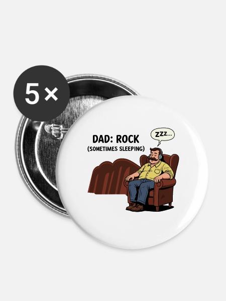 Papa: Fels - Buttons klein 25 mm (5er Pack) - Weiß