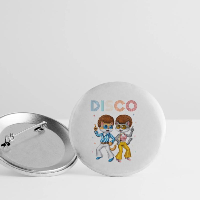 Chats disco Lot de 5 petits badges (25 mm)