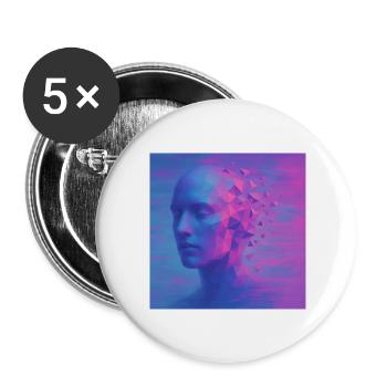 Tête futuriste dans le style numérique - Lot de 5 petits badges (25 mm) - blanc - Devant