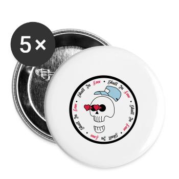 skull in love - halloweem - totenkopf - Buttons klein 25 mm (5er Pack) - Weiß - Vorne