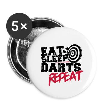 Eat Sleep Darts Repeat - Buttons small 1''/25 mm (5-pack) - white - Front
