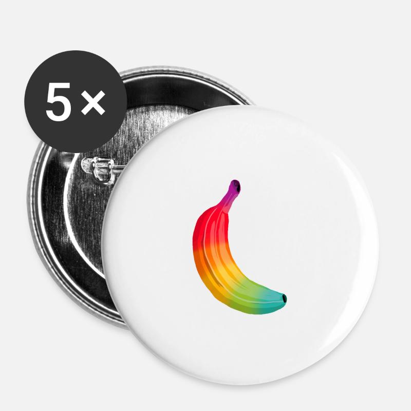 rainbow banana fruit rainbow banana - Buttons small 1''/25 mm (5-pack) - white