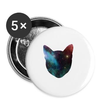 chat de l'espace cadeau de chat de l'espace - Lot de 5 petits badges (25 mm) - blanc - Devant