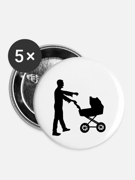 WALKING DAD - Buttons klein 25 mm (5er Pack) - Weiß