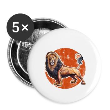 Lion t-shirt. Animal motif. - Buttons small 1''/25 mm (5-pack) - white - Front
