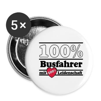 Busfahrer Bus Omnibus Kraftfahrer 100% 200% (25) - Buttons klein 25 mm (5er Pack) - Weiß - Vorne