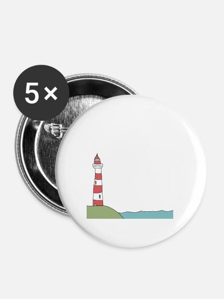 Leuchtturm Meer - Buttons klein 25 mm (5er Pack) - Weiß