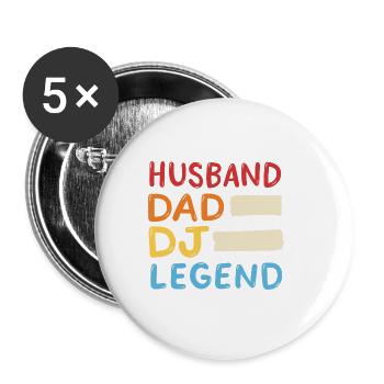 Husband Dad DJ Legend - Buttons klein 25 mm (5er Pack) - Weiß - Vorne