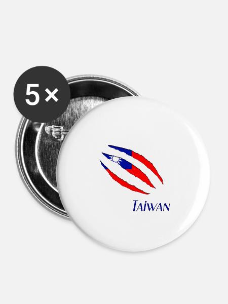 Taiwan - Buttons klein 25 mm (5er Pack) - Weiß