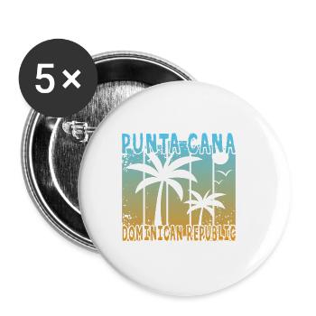 Punta Cana République dominicaine - Lot de 5 petits badges (25 mm) - blanc - Devant