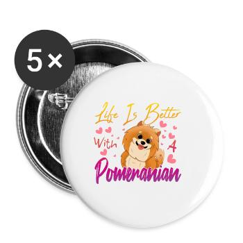 Pomeranian lovers - Buttons small 1''/25 mm (5-pack) - white - Front