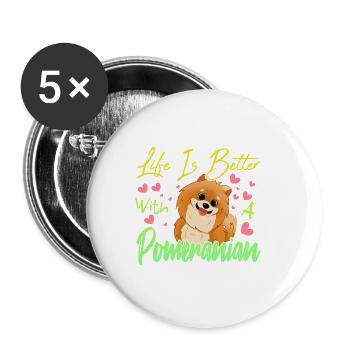 Pomeranian lovers - Buttons small 1''/25 mm (5-pack) - white - Front