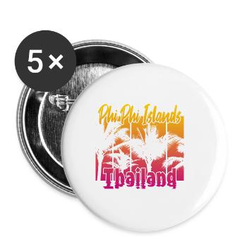 Îles Phi Phi Thaïlande - Lot de 5 petits badges (25 mm) - blanc - Devant