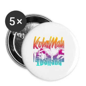 Koh Mak Thaïlande - Lot de 5 petits badges (25 mm) - blanc - Devant