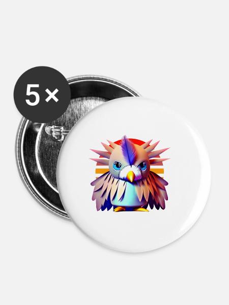 Polygon Vogel - Buttons klein 25 mm (5er Pack) - Weiß
