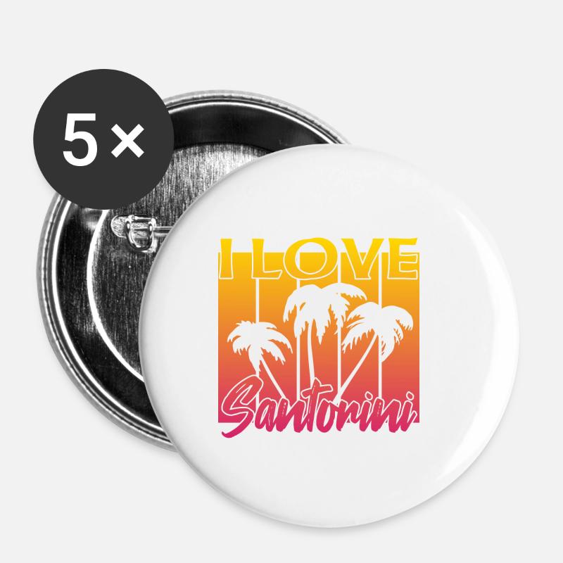 ich liebe santorini - Buttons klein 25 mm (5er Pack) - Weiß