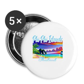 Phi Phi Island Thaïlande - Lot de 5 petits badges (25 mm) - blanc - Devant