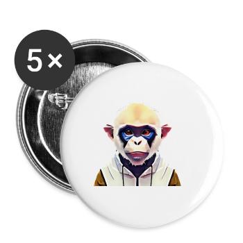 Polygon Affe - Buttons klein 25 mm (5er Pack) - Weiß - Vorne