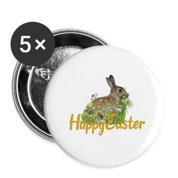 Happy Easter rabbit - Buttons small 1''/25 mm (5-pack) - white - Front