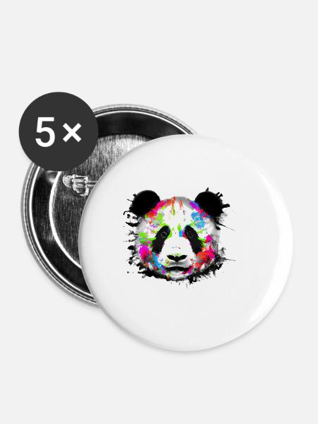 Bunter Panda - Buttons klein 25 mm (5er Pack) - Weiß