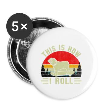 C’est comme ça que je roule bouledogue anglais - Lot de 5 petits badges (25 mm) - blanc - Devant