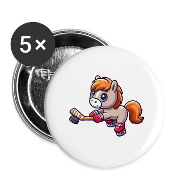 Pferd als Eishockeyspieler - Buttons klein 25 mm (5er Pack) - Weiß - Vorne
