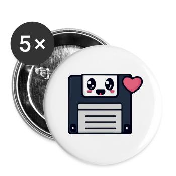 Cute Floppy Disk, kawaii! - Buttons small 1''/25 mm (5-pack) - white - Front