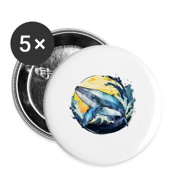 Blauwal - Buttons klein 25 mm (5er Pack) - Weiß - Vorne